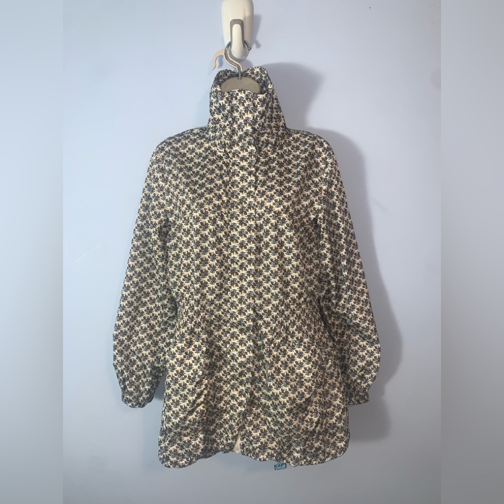 DKNY Floral Patterned high funnel neck Women's light windbreaker Jacket med silk